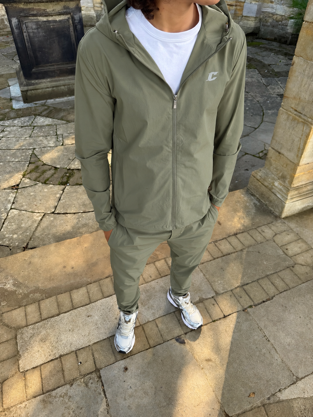 Olive Green Technical Windbreaker